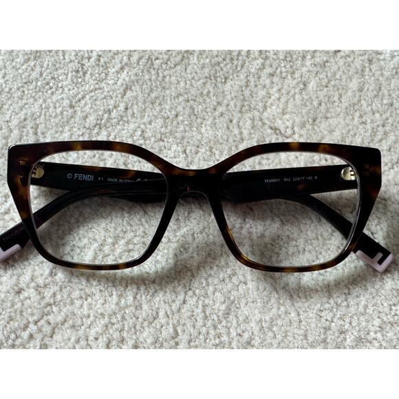 FENDI Way FE50001l 052 Havana Color Geometric Frame with Prescription Lens - Picture 4 of 16